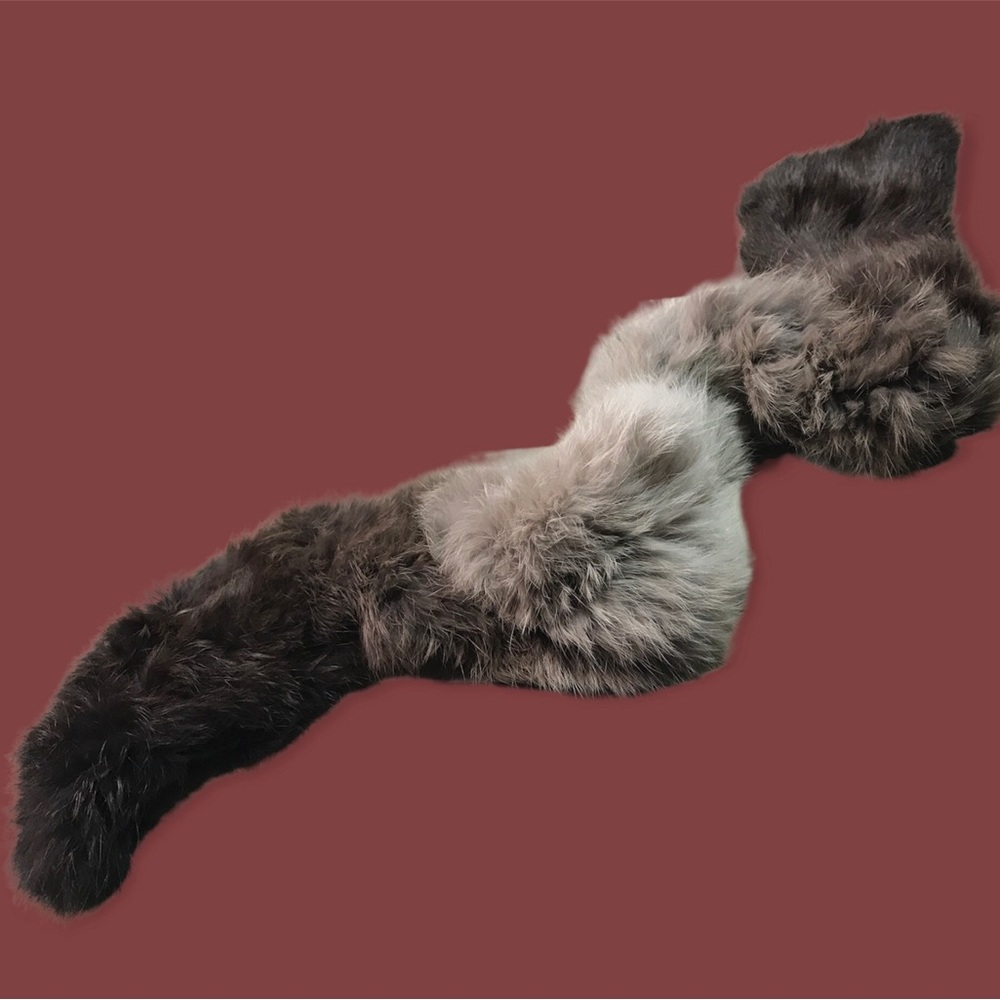 Fur stole/collar. Luxurious soft rabbit fur. Gray and brown. - Picture 2 of 6